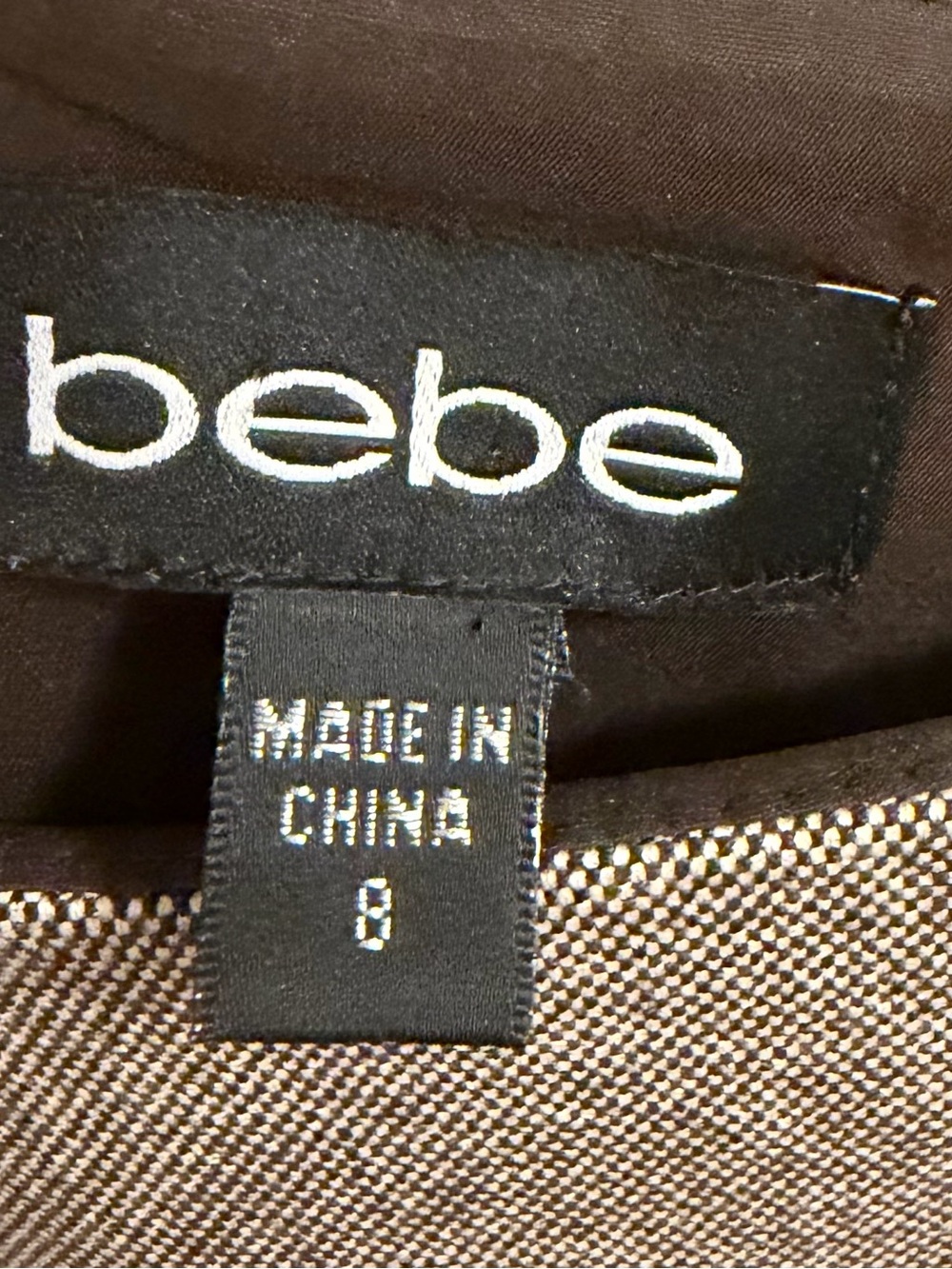 Bebe Vintage Y2K Two-Tone Brown and Beige Ruched Mini Dress Size 8 - Picture 4 of 5